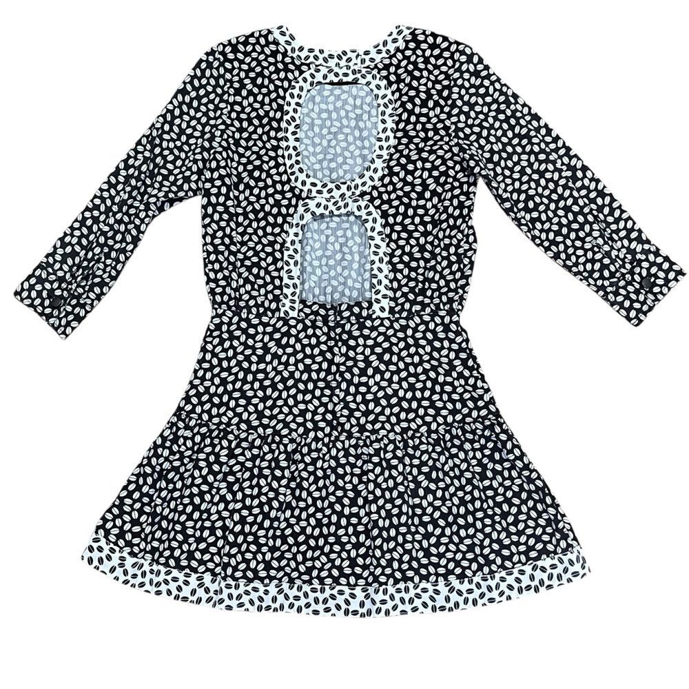 Current/Elliott Ruffle Dress Black White Print Cut Out Back Flirty Polka Dot - Picture 4 of 16